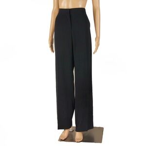 Max Mara Classic Black Wide Straight Leg Wool Trouser Pants